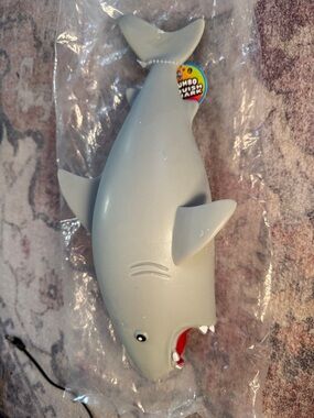 Gray Jumbo squishy Shark Toy with Red Mouth